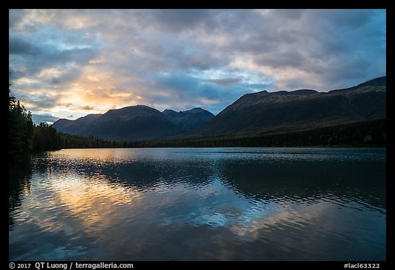 Kontrashibuna Lake, sunrise. Lake Clark National Park (color)