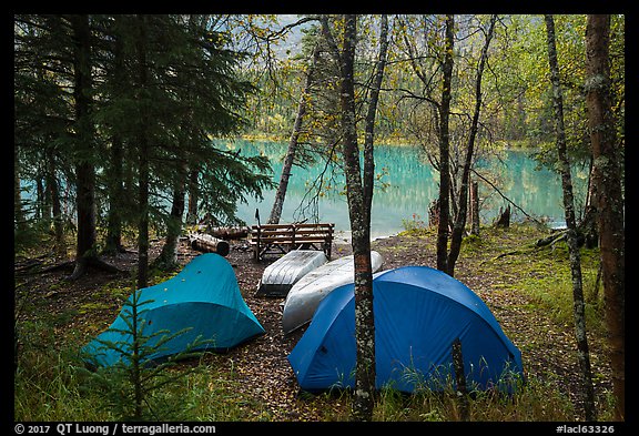 Camping next to Kontrashibuna Lake. Lake Clark National Park, Alaska, USA.