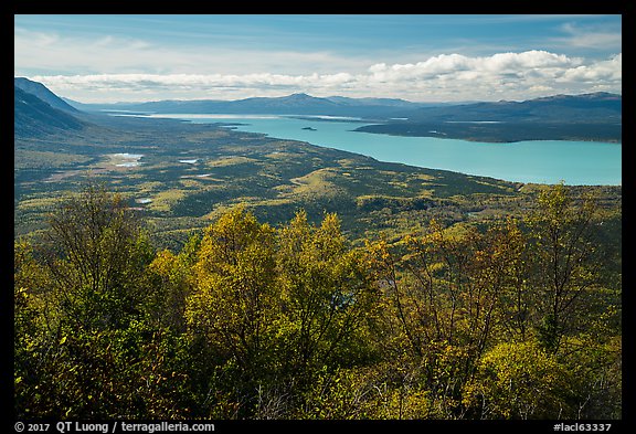 Lake Clark from Tanalian Mountain in the autumn. Lake Clark National Park, Alaska, USA.