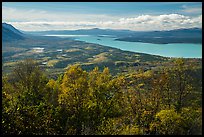 Lake Clark from Tanalian Mountain in the autumn. Lake Clark National Park, Alaska, USA.