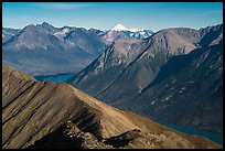 Kontrashibuna Lake and Iliamna Volcano from Tanalian Mountain. Lake Clark National Park ( color)