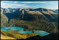 Turquoise Kontrashibuna Lake from Tanalian Mountain. Lake Clark National Park ( color)