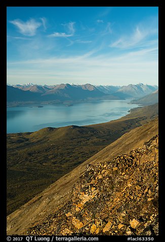 Lake Clark from Tanalian Mountain, looking north, afternoon. Lake Clark National Park (color)
