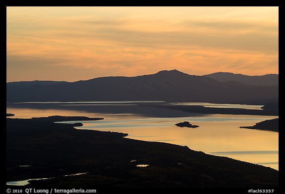 Lake Clark from Tanalian Mountain, at sunset. Lake Clark National Park (color)