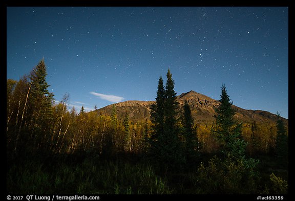 Tanalian Mountain at night. Lake Clark National Park (color)