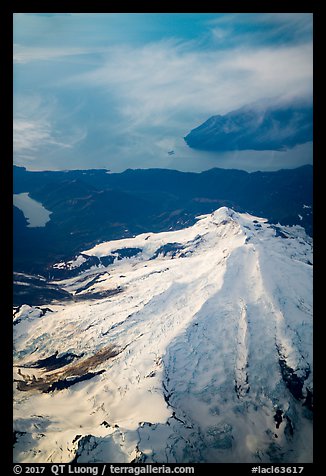 Aerial view of Iliamna Volcano and Cook Inlet. Lake Clark National Park (color)
