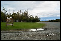 Airport runway and national park sign. Lake Clark National Park ( color)