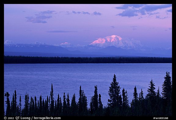 Mt Blackburn above Willow lake, sunset. Wrangell-St Elias National Park (color)