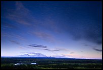The Wrangell mountains seen from the west, sunset. Wrangell-St Elias National Park, Alaska, USA. (color)