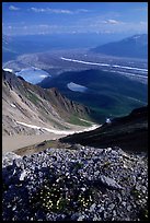 Junction of Kennicott and Root glaciers seen from Mt Donoho, late afternoon. Wrangell-St Elias National Park, Alaska, USA. (color)