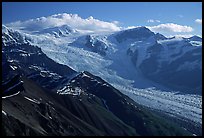 Root glacier seen from Mt Donoho, morning. Wrangell-St Elias National Park, Alaska, USA.