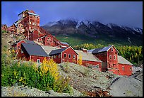 Kennicott historic mine town, late afternoon. Wrangell-St Elias National Park, Alaska, USA. (color)