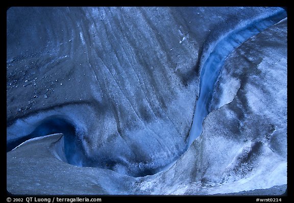 Stream and ice on on Root glacier. Wrangell-St Elias National Park, Alaska, USA.