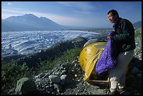 Camping on the moraine above Root glacier. Wrangell-St Elias National Park ( color)