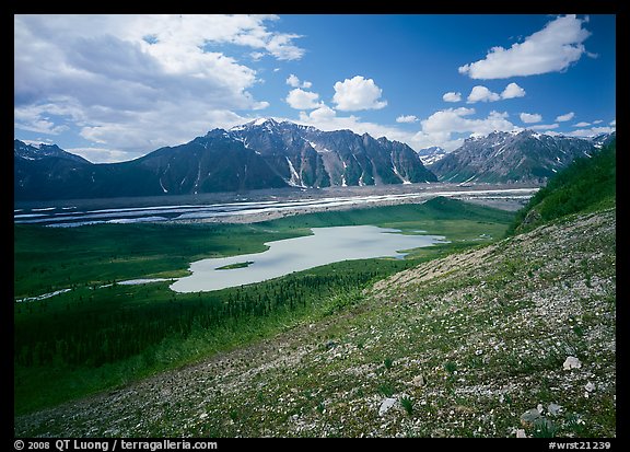 Kennicott Glacier and lake in the distance. Wrangell-St Elias National Park (color)