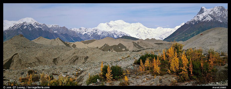 Moraines and snowy mountains. Wrangell-St Elias National Park (color)