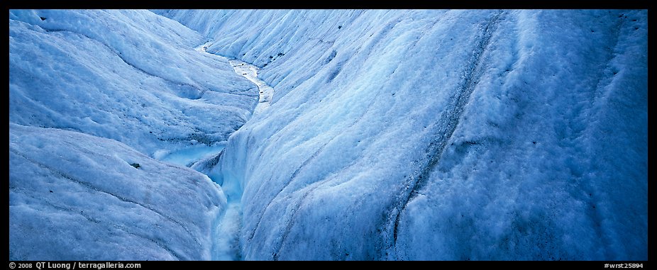 Stream and ice close-up on glacier. Wrangell-St Elias National Park, Alaska, USA.