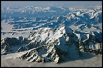 Aerial view of Mt St Elias and Mt Logan. Wrangell-St Elias National Park, Alaska, USA.