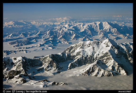 Aerial view of Mount St Elias with Mount Logan in background. Wrangell-St Elias National Park (color)