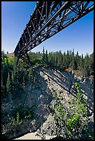 Bridge over Kuskulana canyon and river. Wrangell-St Elias National Park, Alaska, USA. (color)