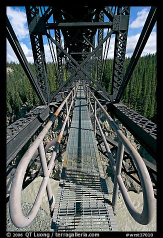 Foot catwalk below the Kuskulana river bridge. Wrangell-St Elias National Park (color)