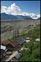 Kennecott power plant, Root Glacier moraines, and Mt Blackburn. Wrangell-St Elias National Park ( color)