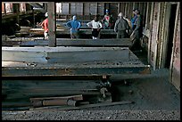 Tour group visiting the Kennecott mill plant. Wrangell-St Elias National Park, Alaska, USA.