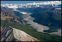 Aerial view of Nizina River. Wrangell-St Elias National Park, Alaska, USA. (color)