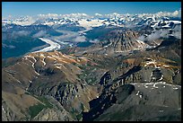 Aerial view of Chitistone Mountains and Nizina Glacier. Wrangell-St Elias National Park, Alaska, USA. (color)
