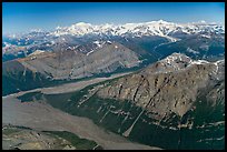 Aerial view of Mile High Cliffs and Chizina River. Wrangell-St Elias National Park, Alaska, USA.