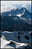 Aerial view of rugged peaks, Saint Elias Mountains. Wrangell-St Elias National Park ( color)