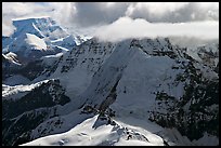 Aerial view of mountain with steep icy faces. Wrangell-St Elias National Park, Alaska, USA. (color)