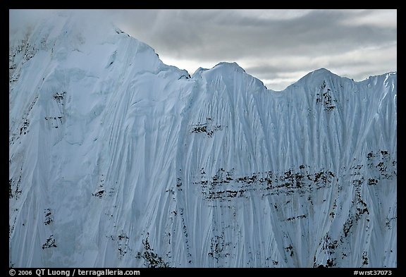 Aerial view of ice wall, University Range. Wrangell-St Elias National Park, Alaska, USA.