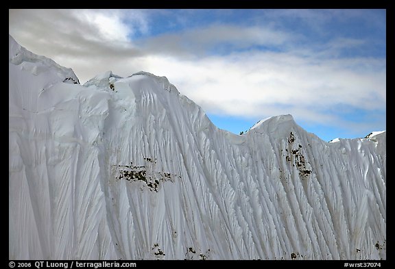 Aerial view of flutted wall, University Range. Wrangell-St Elias National Park, Alaska, USA.