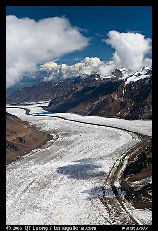 Aerial view of Barnard Glacier. Wrangell-St Elias National Park, Alaska, USA.