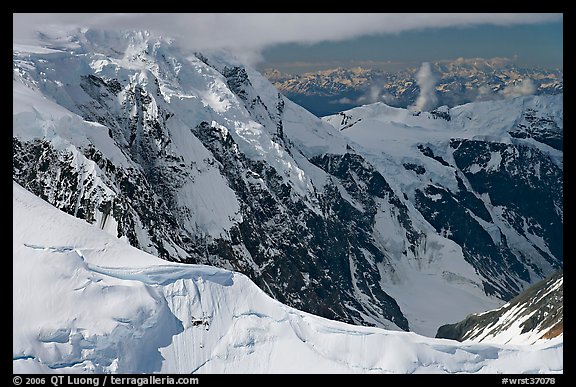 Aerial view of glaciated peak, University Range. Wrangell-St Elias National Park (color)