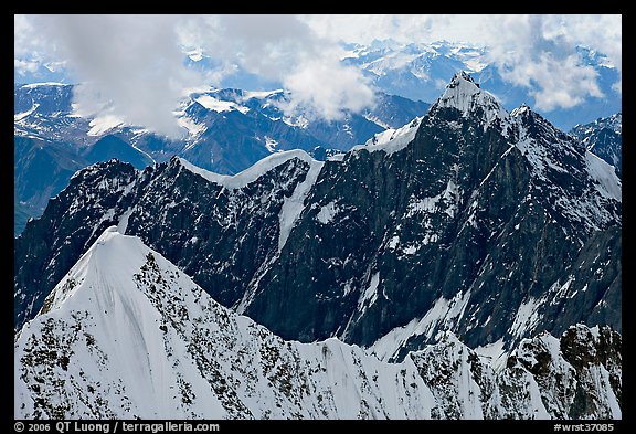 Aerial view of ridges, University Range. Wrangell-St Elias National Park, Alaska, USA.