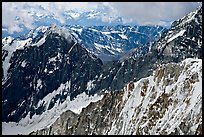 Aerial view of rugged peaks in the University Range. Wrangell-St Elias National Park, Alaska, USA. (color)