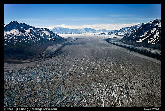 Aerial view of Tana Glacier. Wrangell-St Elias National Park, Alaska, USA.