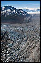 Aerial view of crevasses on Tana Glacier. Wrangell-St Elias National Park, Alaska, USA.