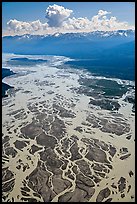 Aerial view of braids of the Chitina River. Wrangell-St Elias National Park, Alaska, USA.