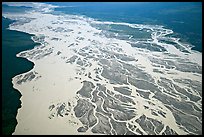 Aerial view of braided river plain. Wrangell-St Elias National Park, Alaska, USA.