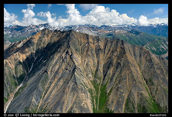 Aerial view of Bonzanza Ridge. Wrangell-St Elias National Park, Alaska, USA.