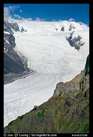 Aerial view of Erie Mine and Root Glacier. Wrangell-St Elias National Park, Alaska, USA.