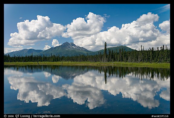 Clouds, mountains, and reflections. Wrangell-St Elias National Park (color)