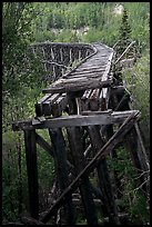 Old railroad bed on Gilahina trestle. Wrangell-St Elias National Park, Alaska, USA.