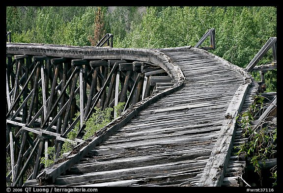 Broken section of Gilahina trestle. Wrangell-St Elias National Park, Alaska, USA.