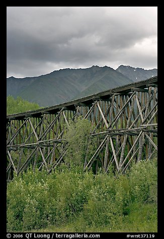 Historic CR and NW Gilahina trestle. Wrangell-St Elias National Park, Alaska, USA.