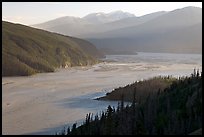 Chitina River and Chugach Mountains, late afternoon. Wrangell-St Elias National Park, Alaska, USA.