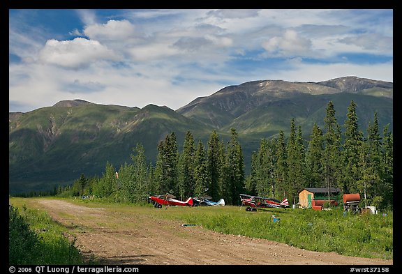 Airstrip and bush planes. Wrangell-St Elias National Park (color)